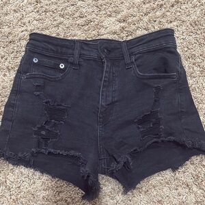 American Eagle Outfitters Black Distressed Jean Shorts